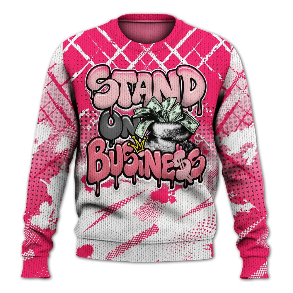Sweater To Match A'One Hyper Pink Shirt, Halftone Stand Business Dripping Graphic