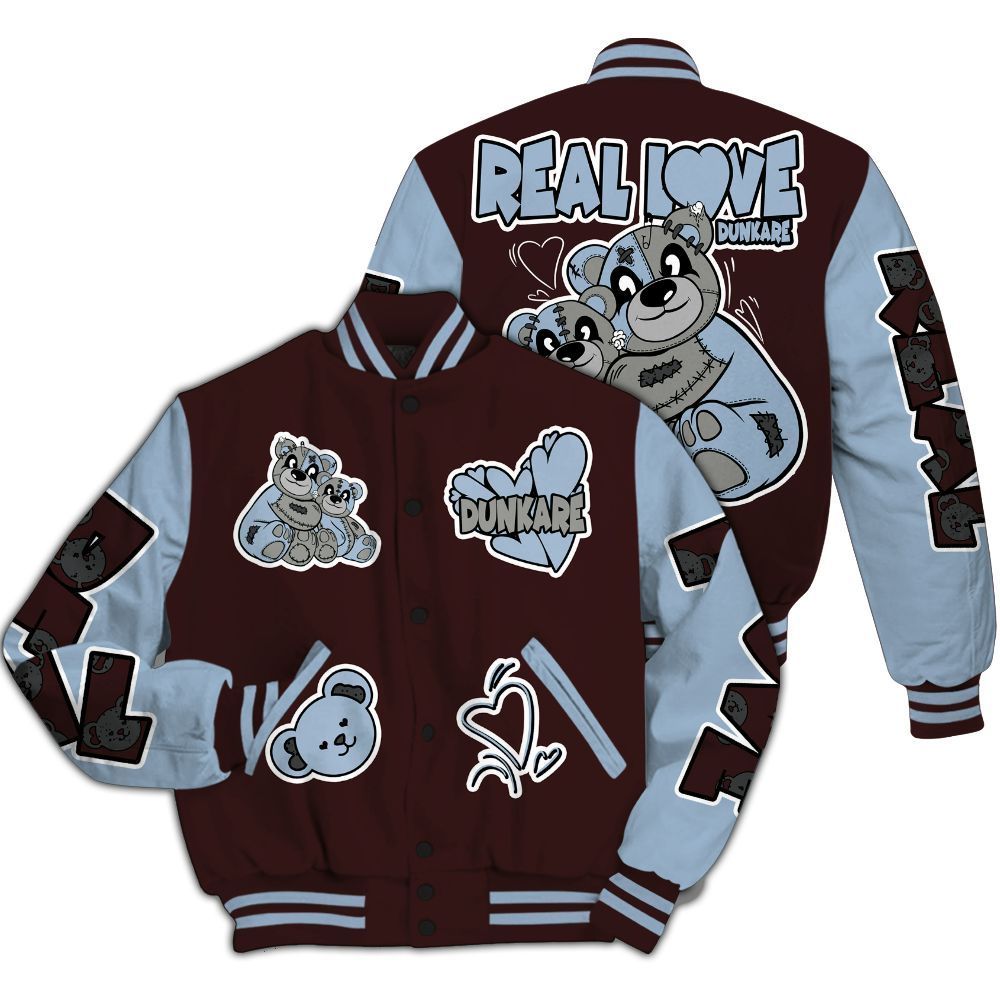 Varsity Jacket To Match Burgundy 5s - Sincere Fondness Bear All Over Print