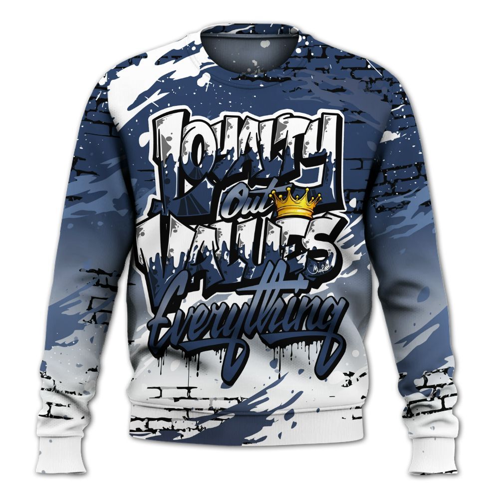 Sweatshirt To Match Low 85 Metallic Blue 1s - Values Of Loyalty Drip All Over Print