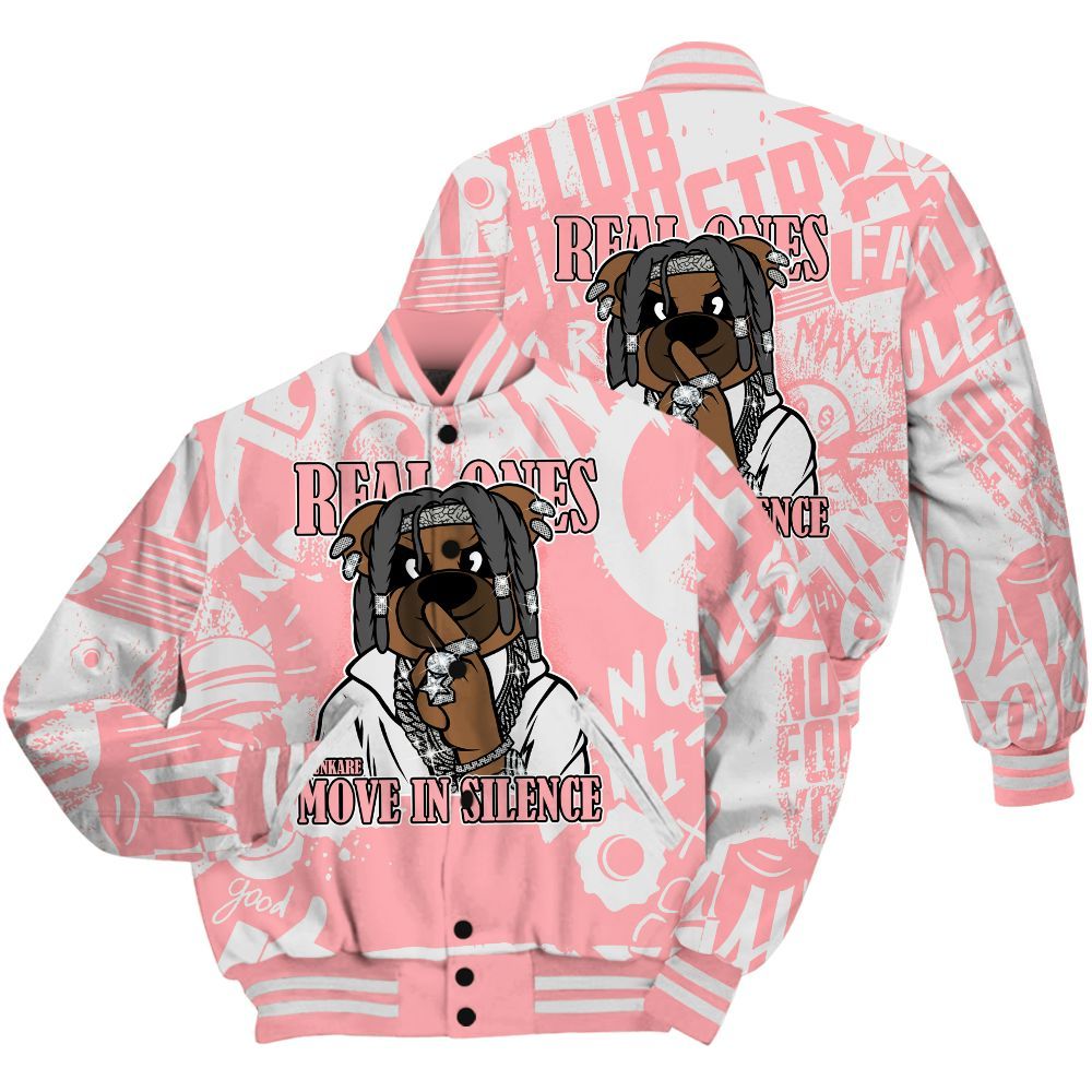 Varsity Jacket To Match Retro Wings 3s Shirt - Silent Achievers Bear Monogram Graffiti All Over Print
