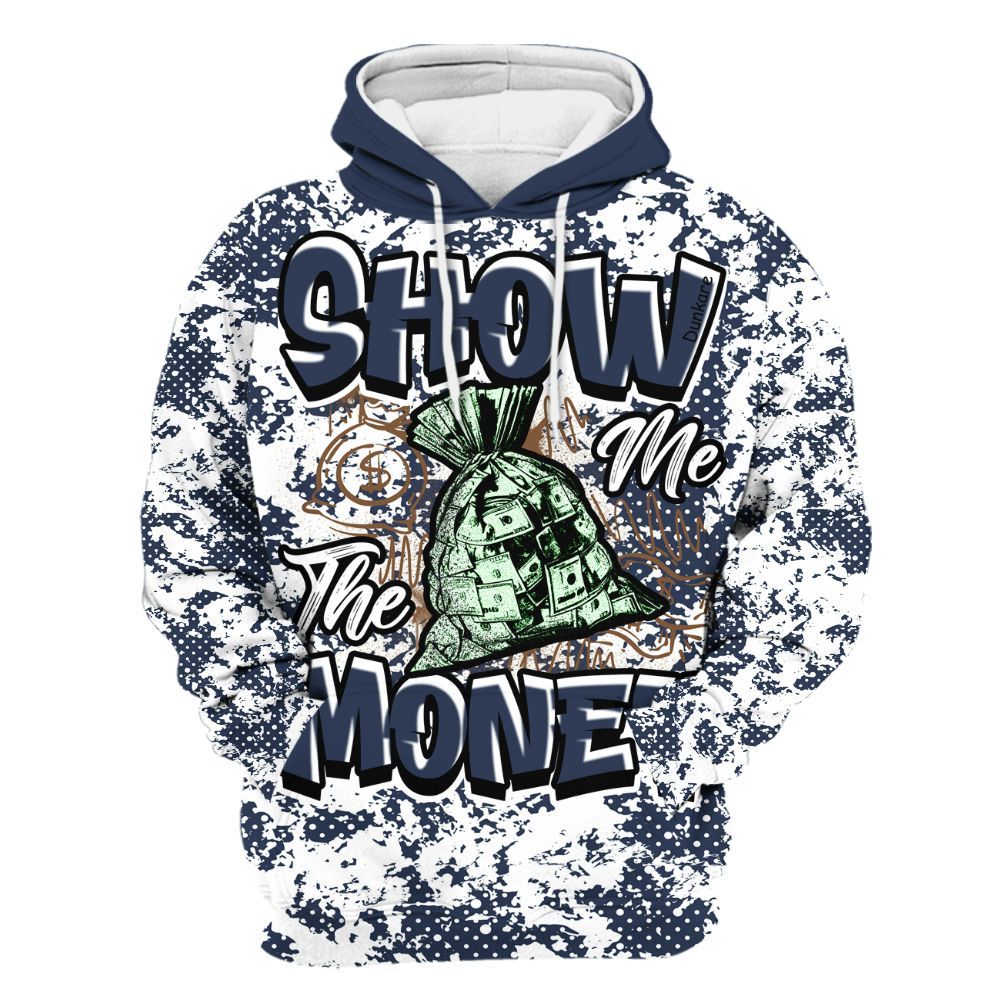 Hoodie To Match Midnight Navy 13s - Show Me The Money Retro All Over Print