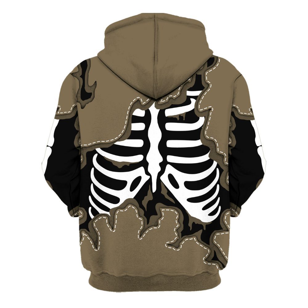 Hoodie To Match Olive 9s - Skeleton Smiley Face All Over Print