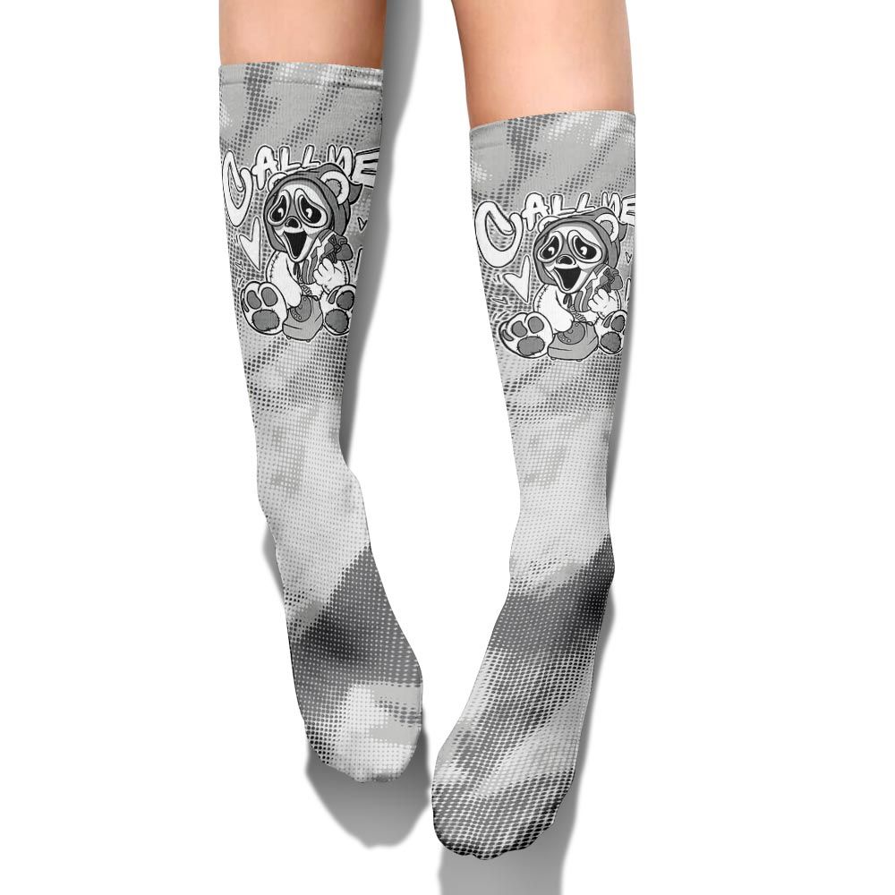 Sock To Match Retro Wet Cement 4s - Call Me Bear Halloween Abstract Halftone