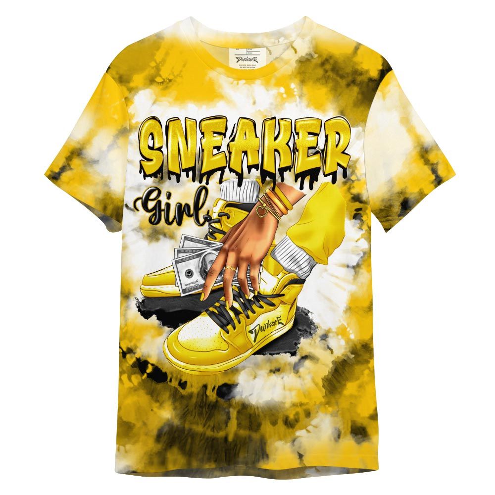 Shirt To Match Shirt Streetwear SNEAKER Girl Money Drip Tie Dye, Vivid Sulfur 4s T-- To Match Sneaker Vivid Sulfur 4s Graphic Tee NCT