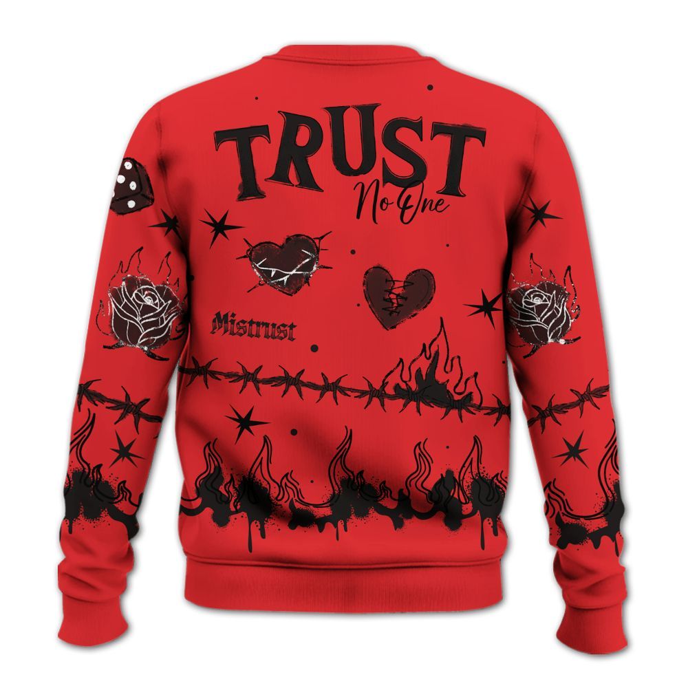 Sweatshirt To Match Chile Red 9s - Trust No One Snake-Bite Doodle Crayon All Over Print