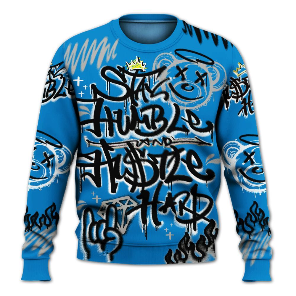 Sweatshirt To Match Industrial Blue 4s - Humble Drip Streetwear Graffity All Over Print