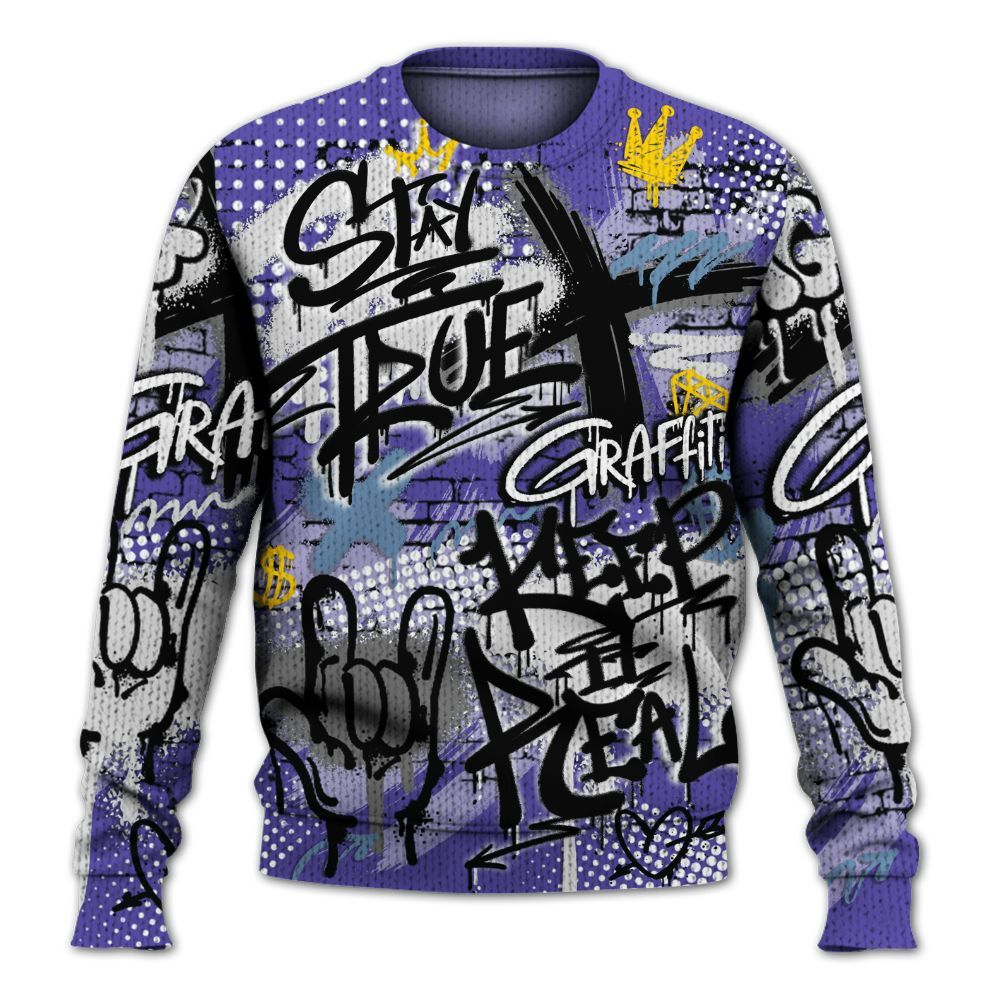Knitted Sweater To Match Retro Concord 5s - True It Real Graffiti Streetwear