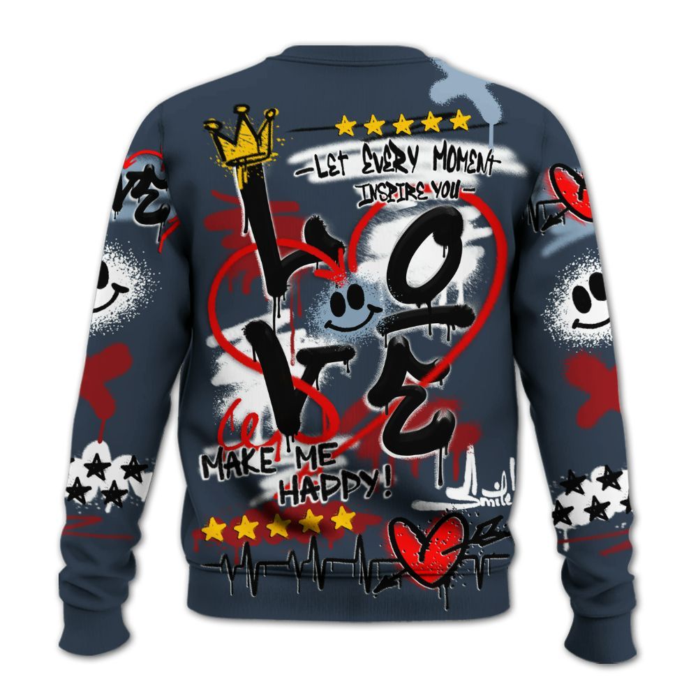 Sweatshirt To Match Retro Olympic 6s - Happy Love Beats Graffiti Streetwear All Over Print