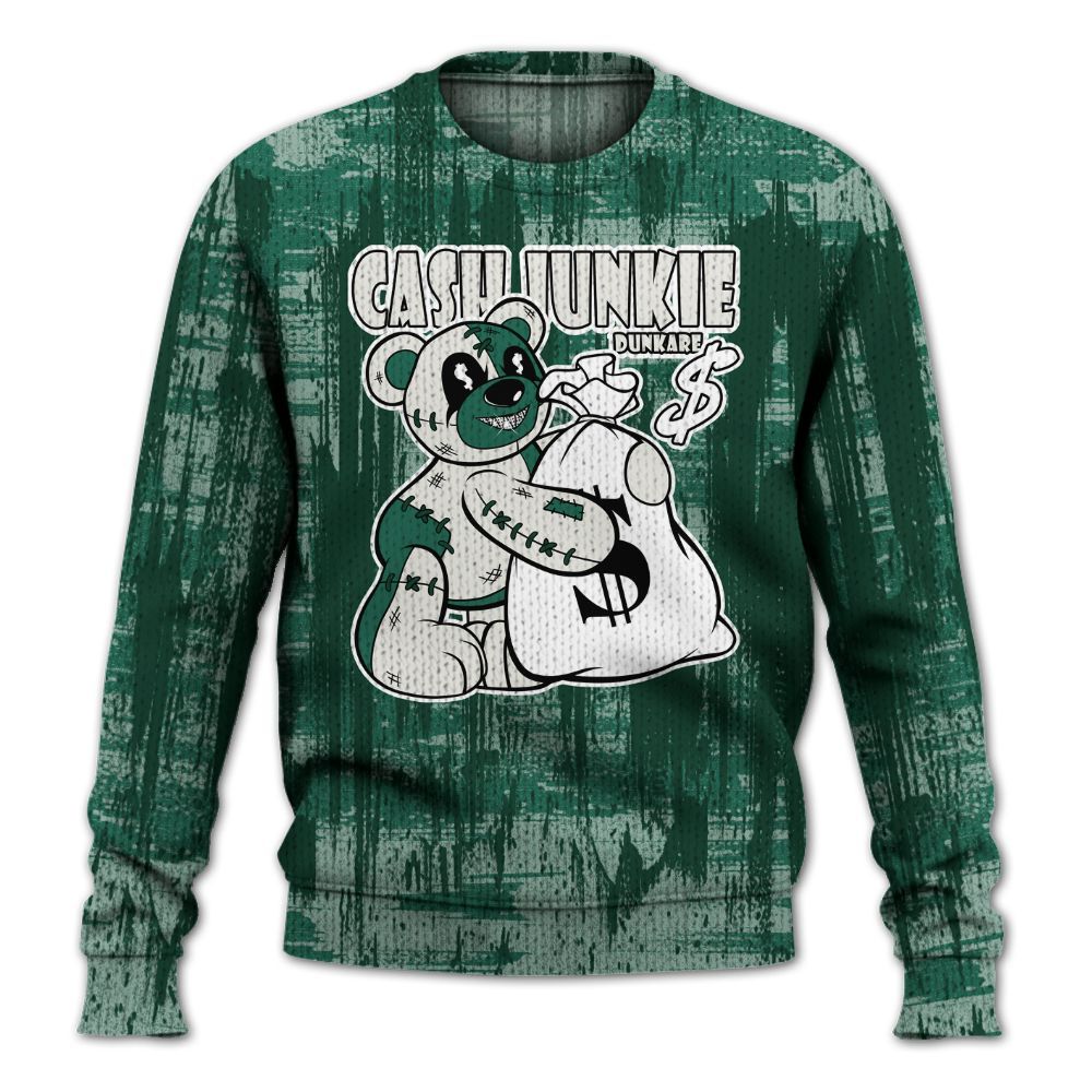 Knitted Sweater To Match Oxidized Green 4s - Cashs Junkie Bear Glitch Art