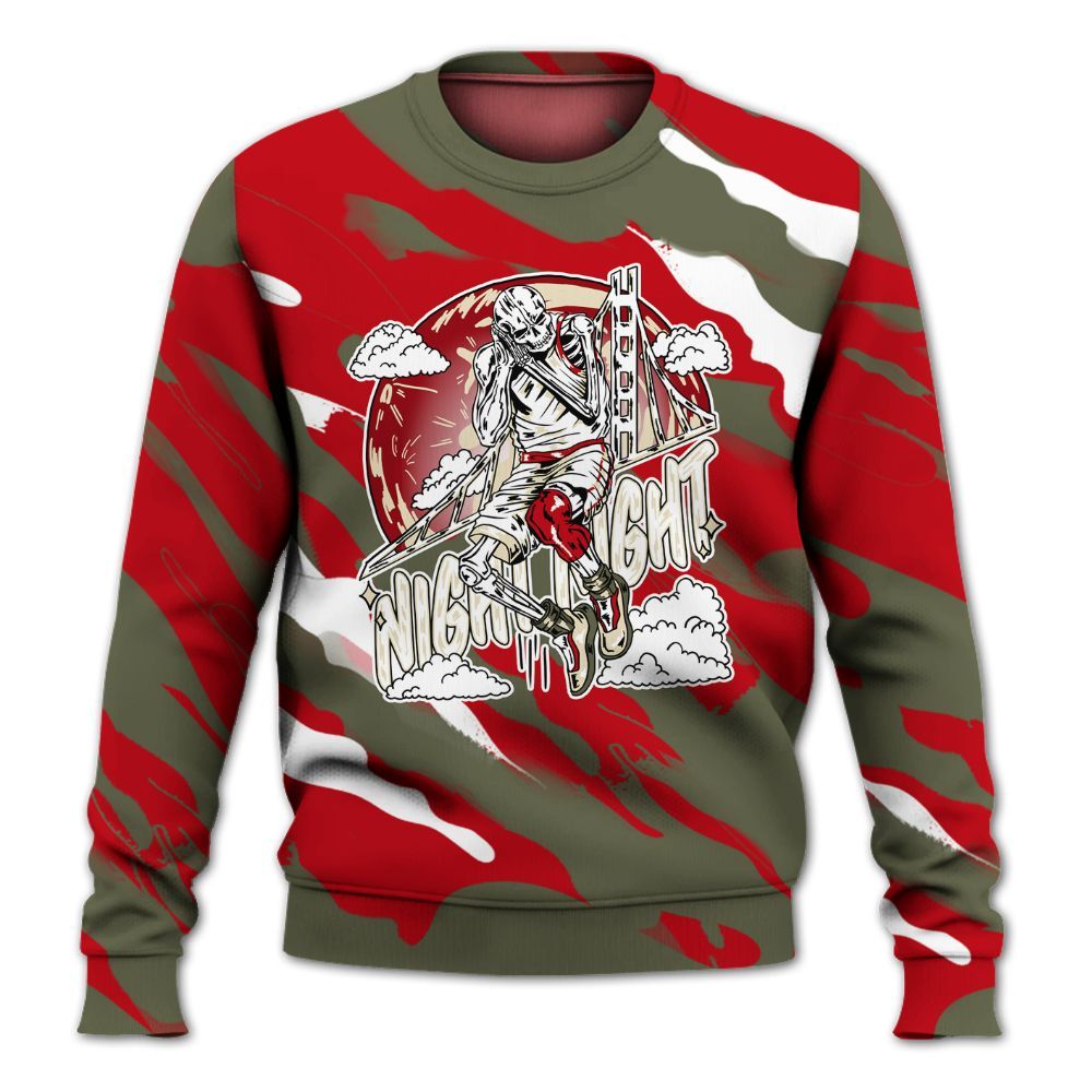 Sweatshirt To Match Low OG Medium Olive 1s - Seeya Skeleton Colored All Over Print