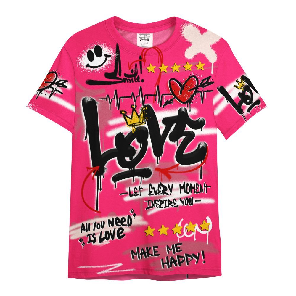 Shirt To Match A'One Hyper Pink Shirt, Happy Love Beats Graffiti Streetwear All Over Print
