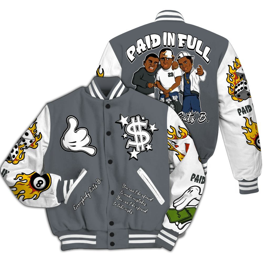 Varsity Jacket To Match Flint Grey 9s - Everybody Paid In Full Graphic All Over Print