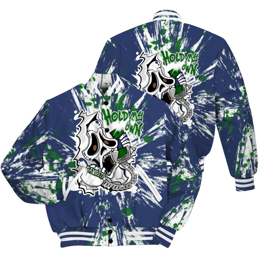 Varsity Jacket To Match Midnight Navy 13s Shirt - Hold My Own Graphic Halloween All Over Print
