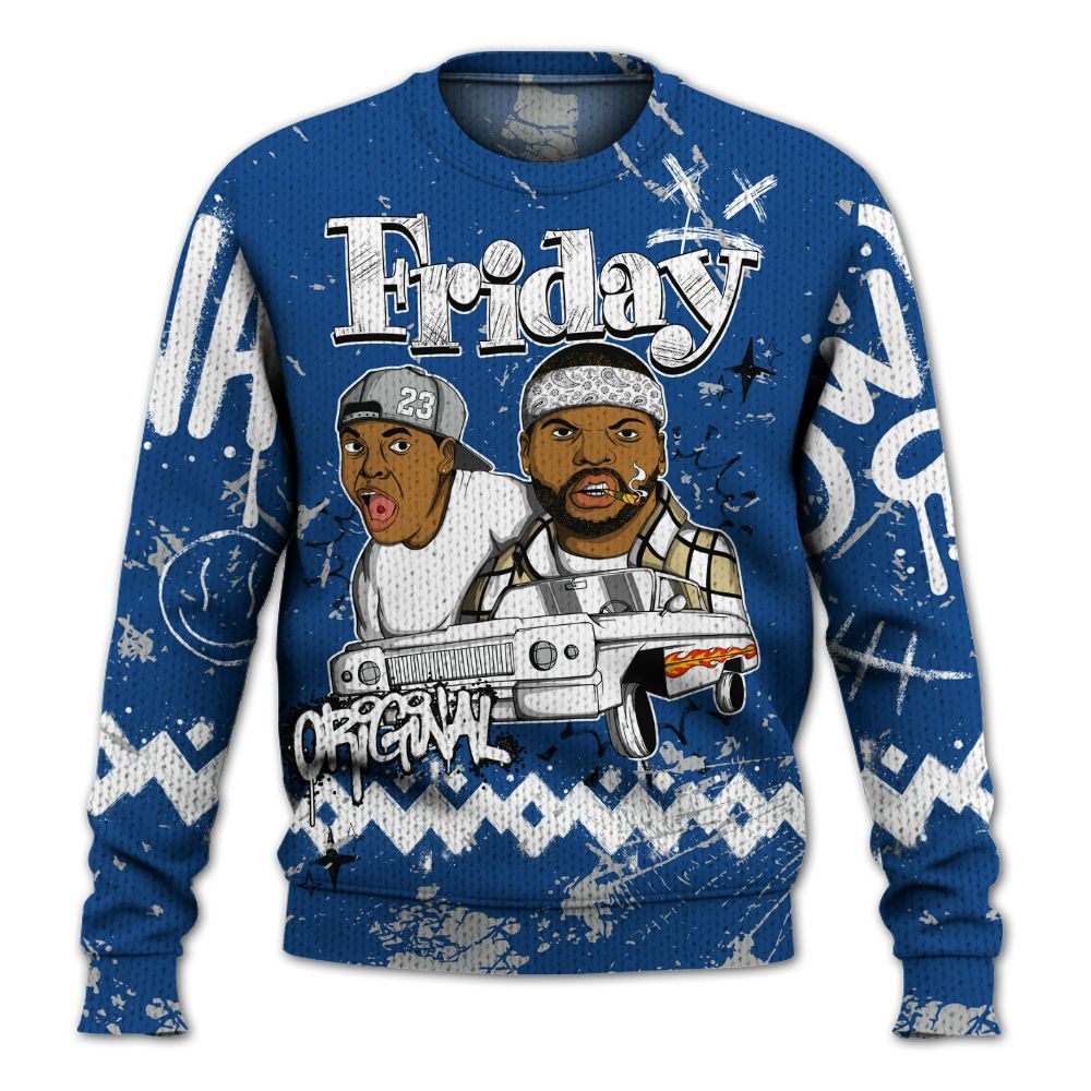 Knitted Sweater To Match Air Ship Royal Blue - Friday Sneaker Crayon