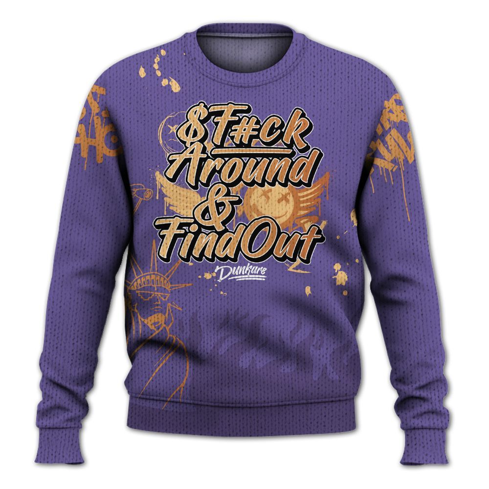 Knitted Sweater To Match Book Sunset 1s - Graphic Fck Around Find Out