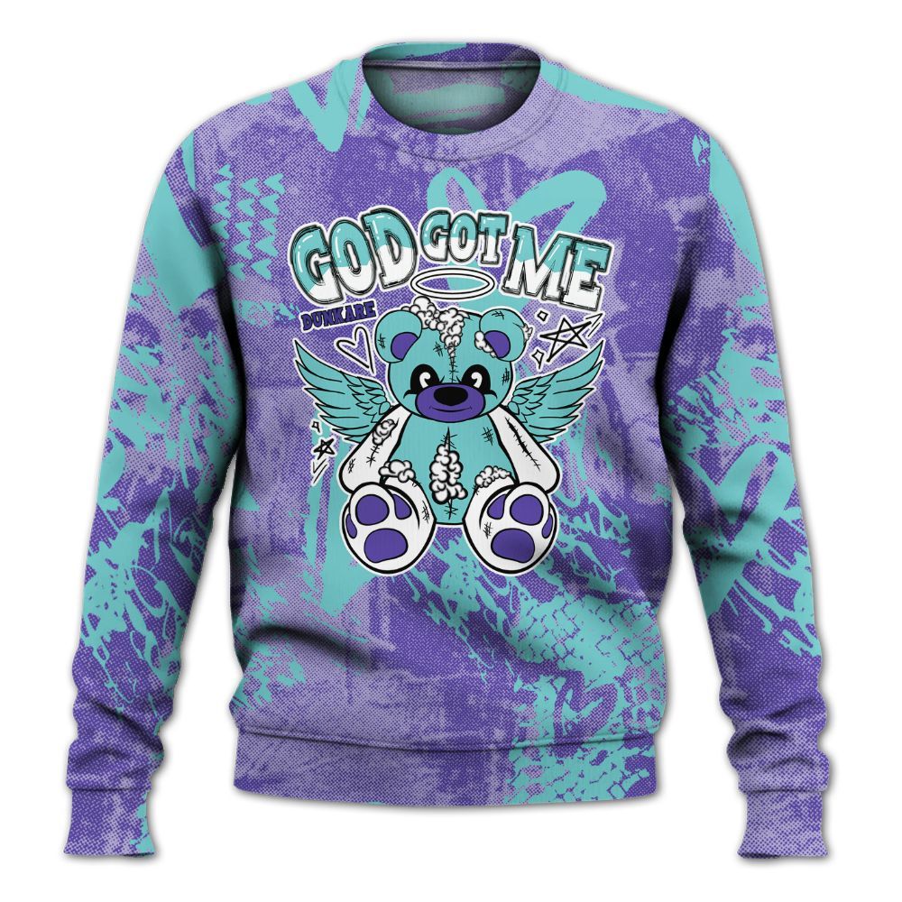Sweatshirt To Match Low Hornets 1s - Gods Guides Me Bear Heart Grunge All Over Print