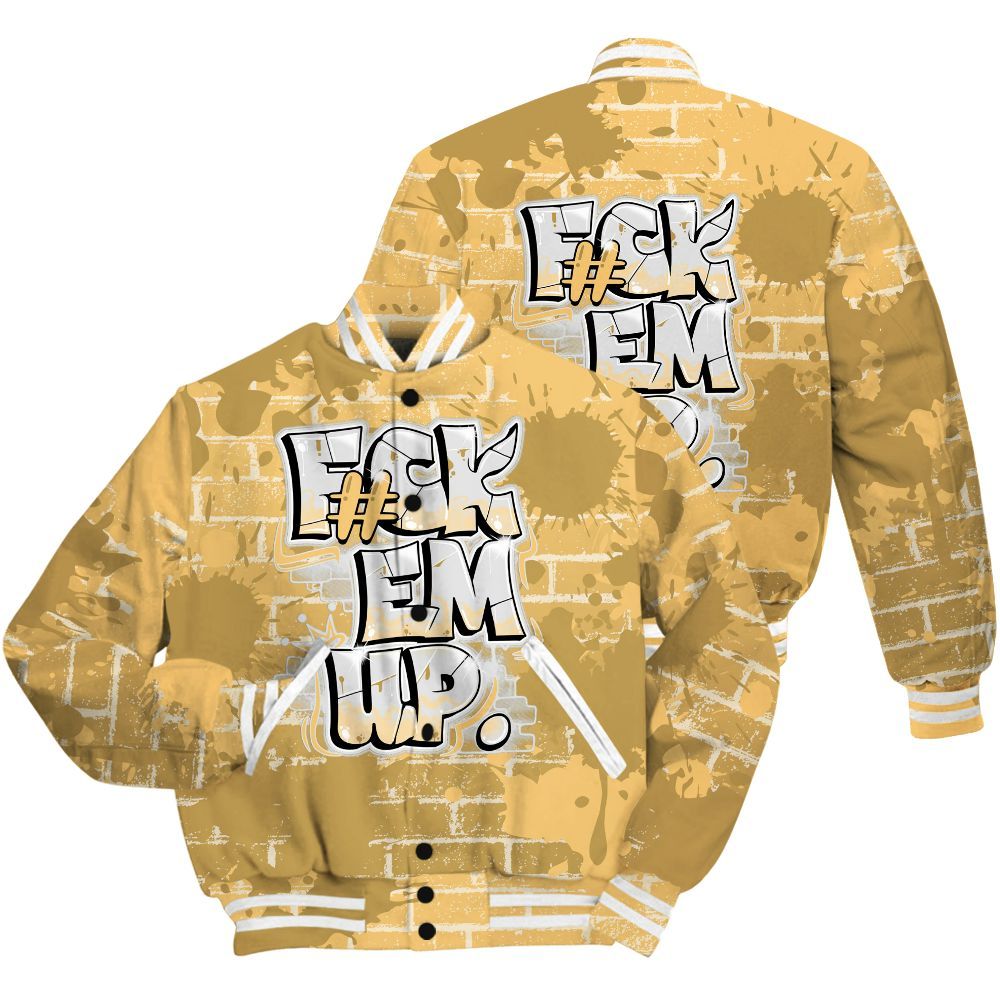 Varsity Jacket To Match Craft Paris 6s Shirt - F#ck Em Graphic Brick Art All Over Print