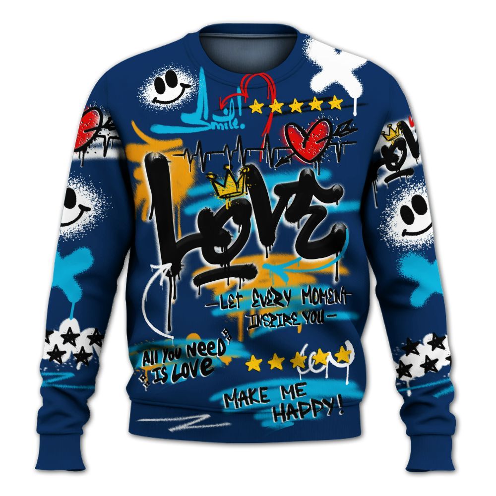 Sweatshirt To Match Dunk Low GS Electric Algae - Happy Love Beats Graffiti Streetwear All Over Print