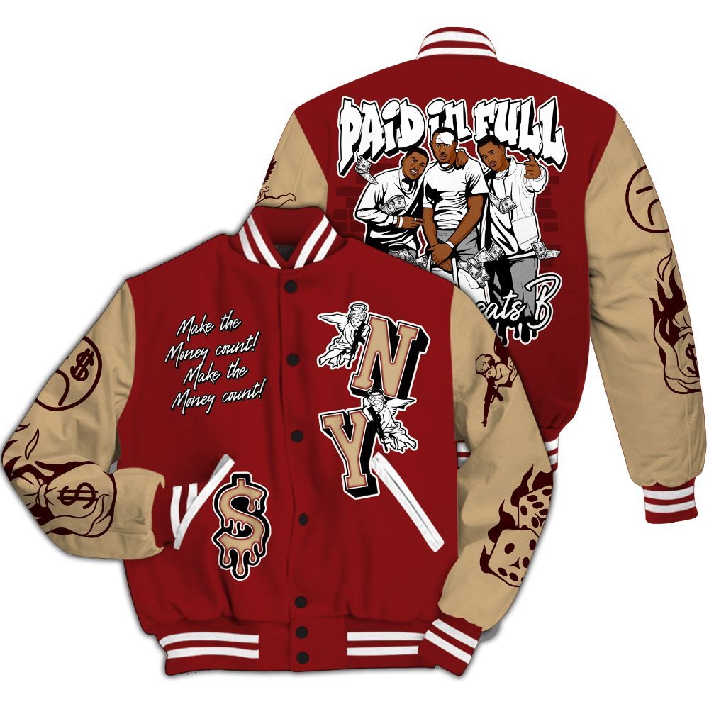 Varsity Jacket To Match Bin 23 3s - Paid In Full Money Graphic Varsity Jacket All Over Print