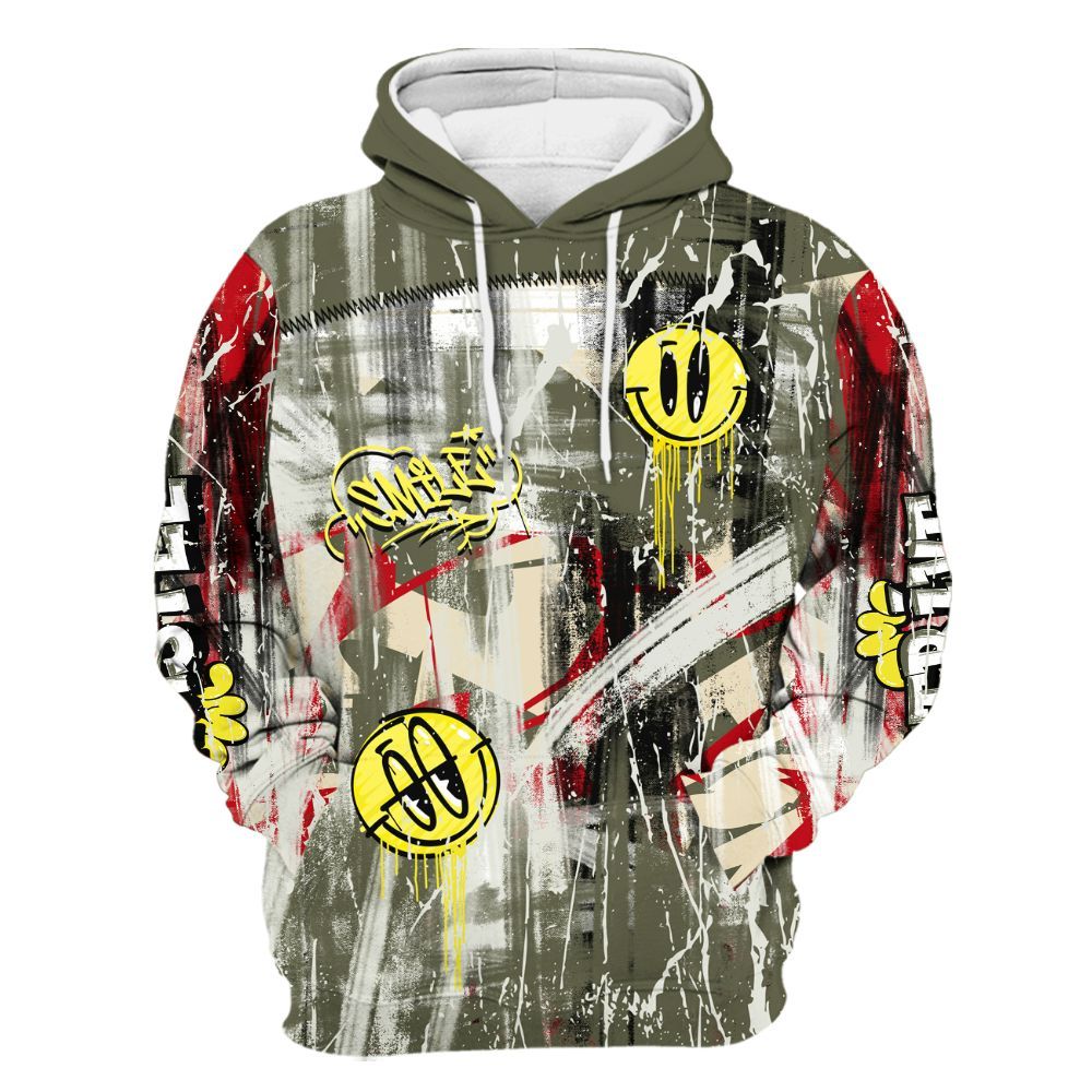 Hoodie To Match Travis Scott Low OG Medium Olive 1s - Money Skull Smile Fire All Over Print