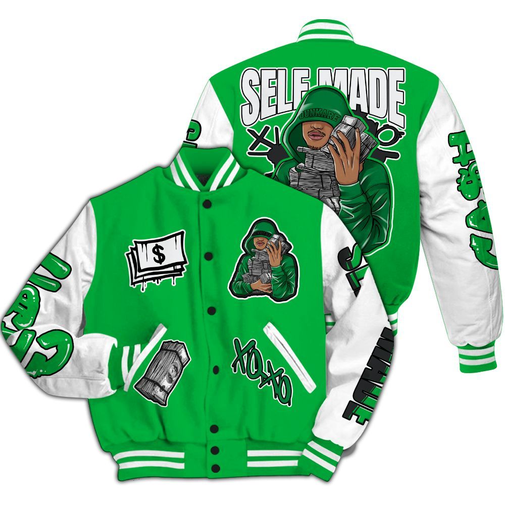 Varsity Jacket To Match Lucky Green 5s - Selfmade Unique All Over Print