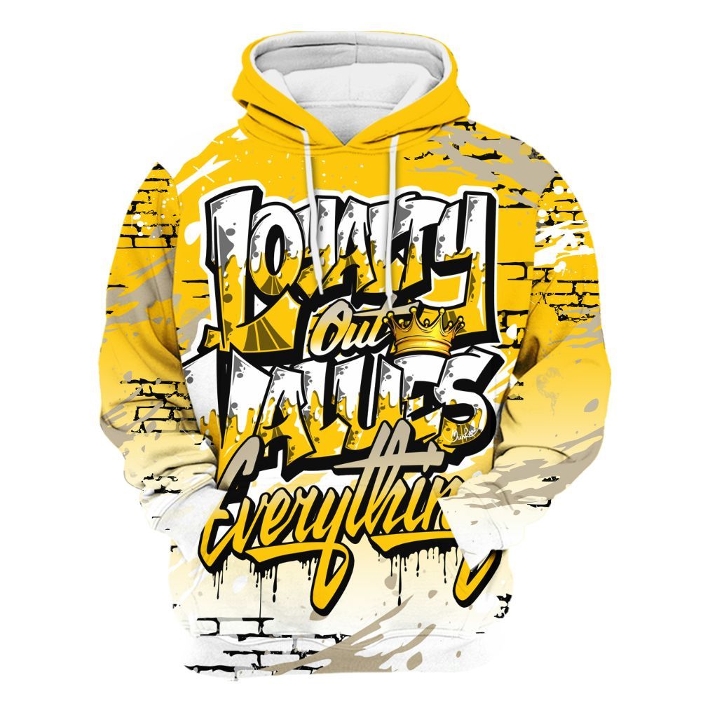 Hoodie To Match Vivid Sulfur 4s - Values Of Loyalty Drip All Over Print