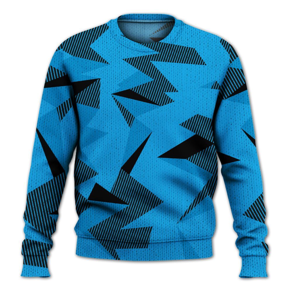 Knitted Sweater To Match Black University Blue 2022 13s - Geometric Camouflage Pattern