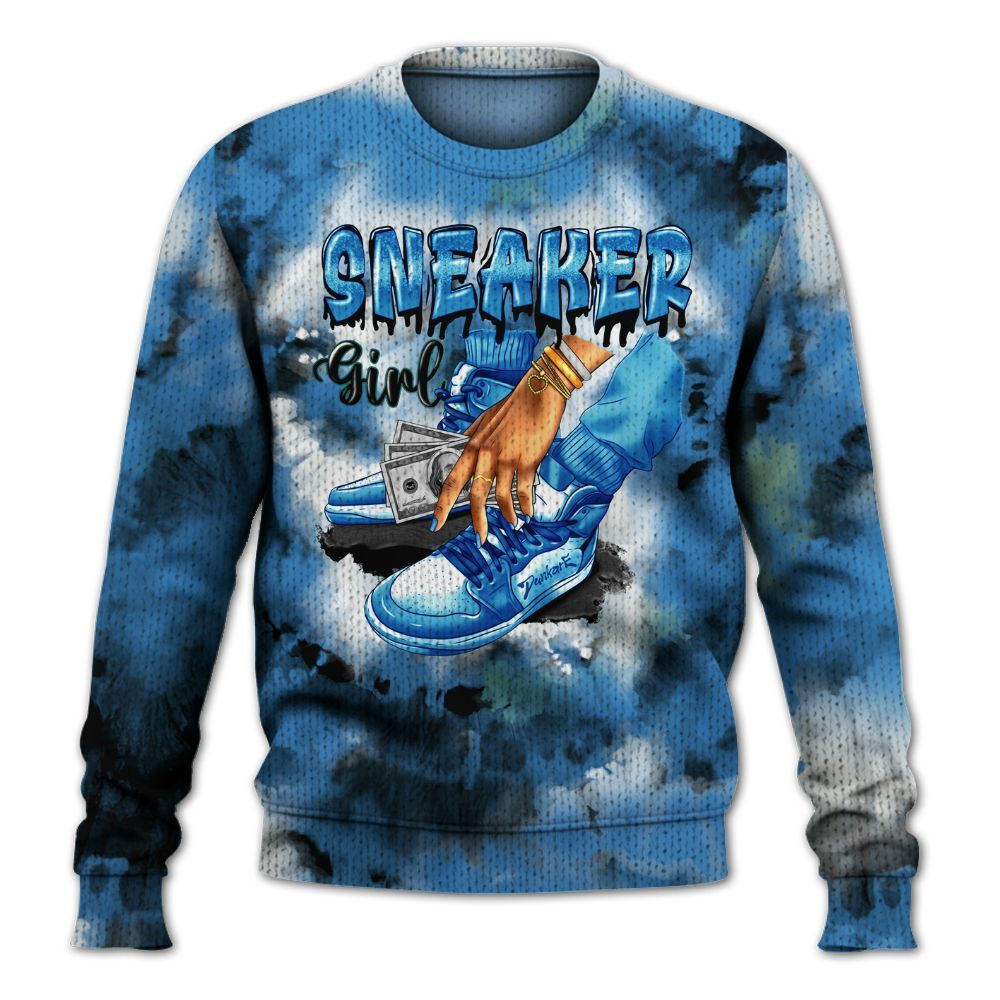Knitted Sweater To Match Low Carolina 17s - SNEAKER Girl Money Drip Tie Dye