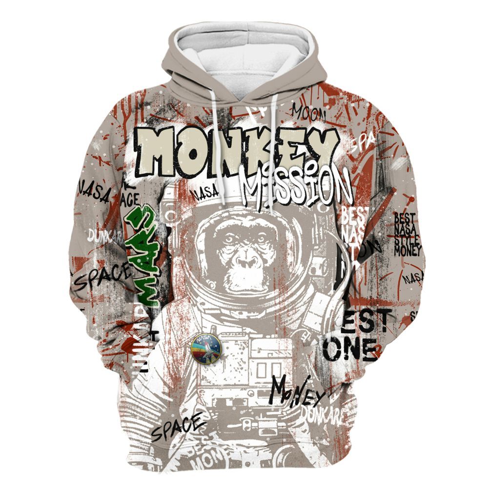 Hoodie To Match El Grito 5s - Monkey Misson Space All Over Print