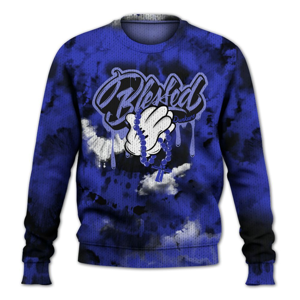 Knitted Sweater To Match Retro Black Concord 12s - God Blessed Tie Dye