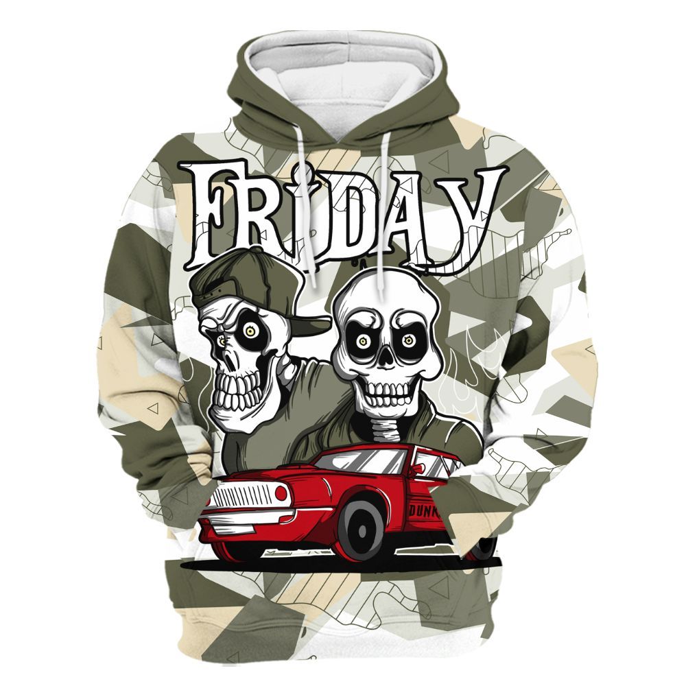 Hoodie To Match Low OG Medium Olive 1s - Friday Funny Retro All Over Print