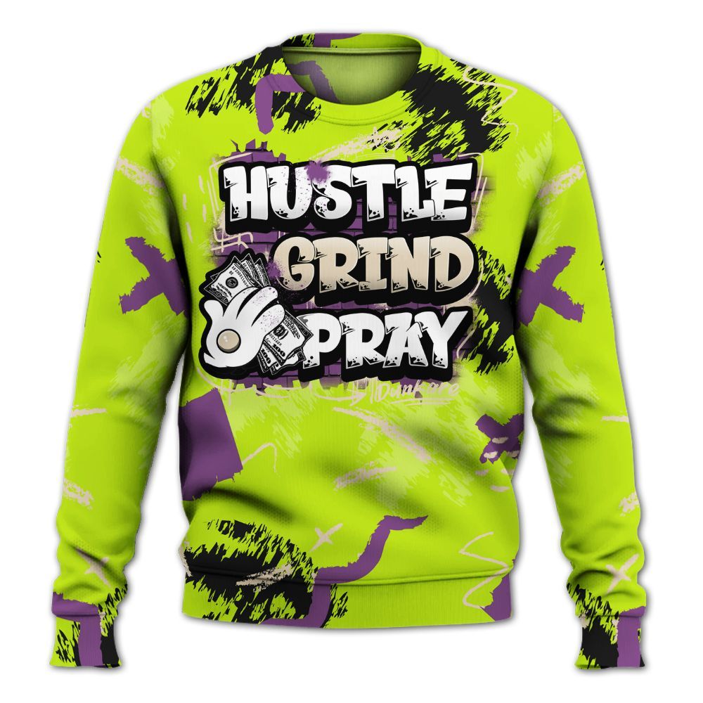 Sweatshirt To Match GS Black Barely Volt 11s - Hustle Grind Pray Graphic Street Style All Over Print