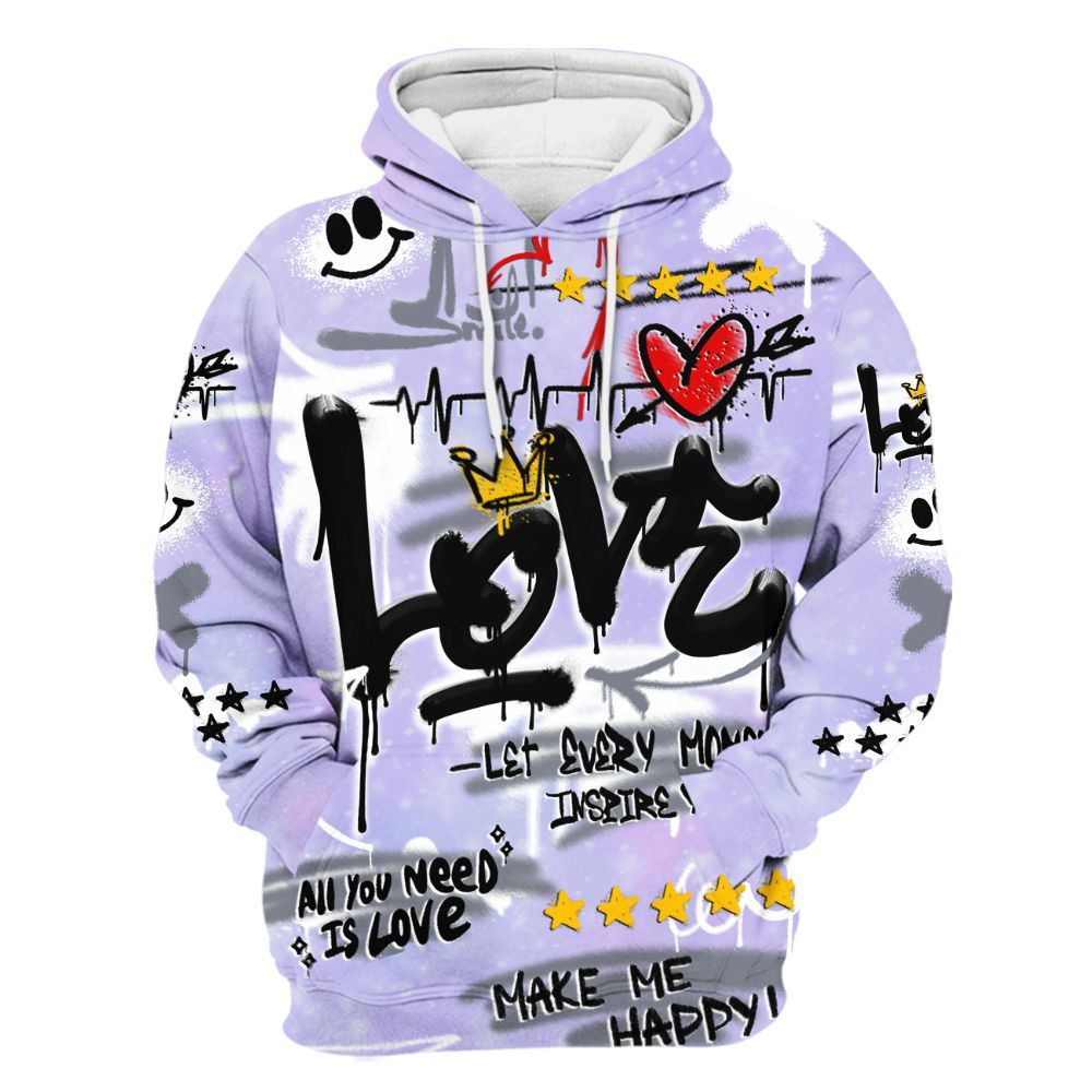 Hoodie To Match Zen Master 4s - Happy Love Beats Graffiti Streetwear All Over Print