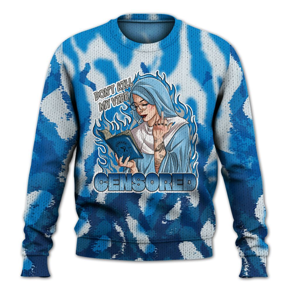 Knitted Sweater To Match Industrial Blue 4s - Censoredz Burn