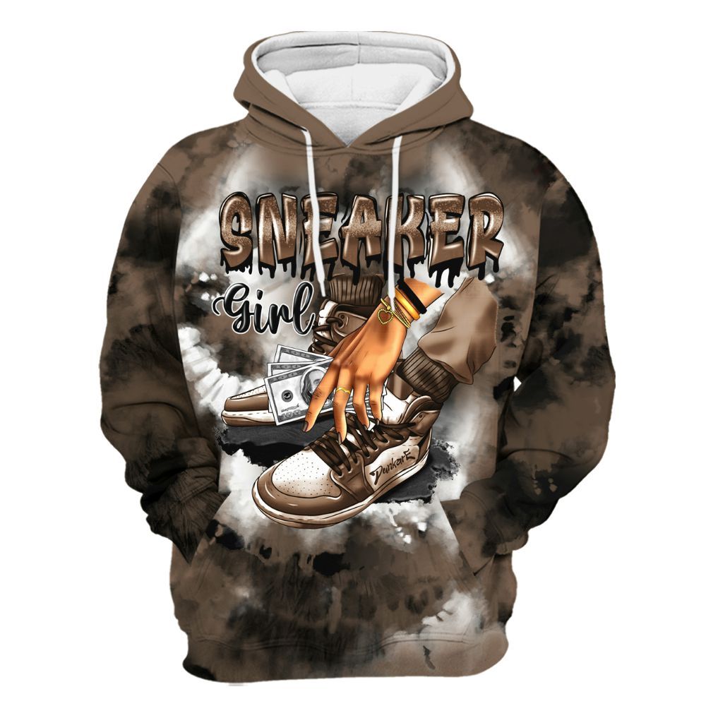 Hoodie To Match Dark Mocha Jack - SNEAKER Girl Money Drip Tie Dye All Over Print