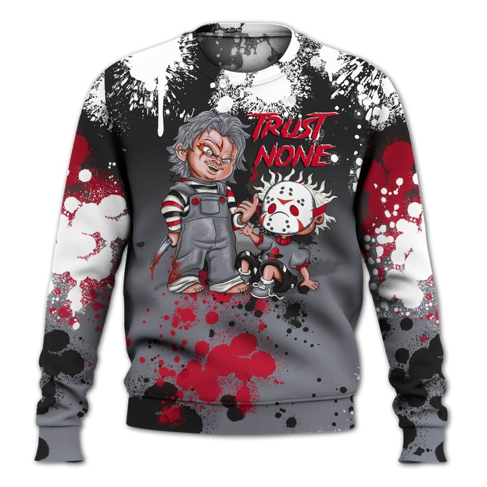 Sweatshirt To Match Retro Black Flint 13s - Trust No One Scary All Over Print