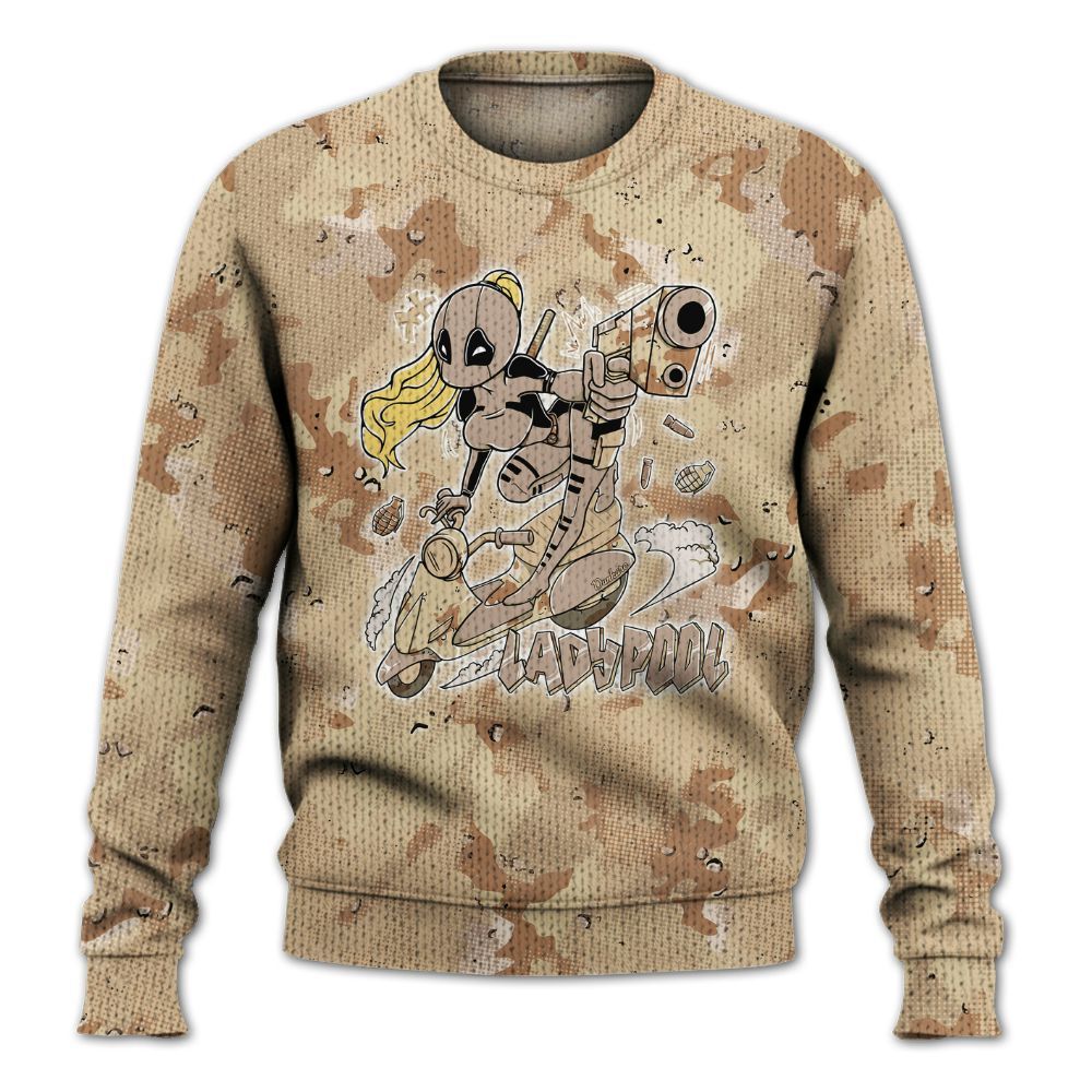 Knitted Sweater To Match Desert Camo 3s - Lady Pool Cartoon Abstract Halftone
