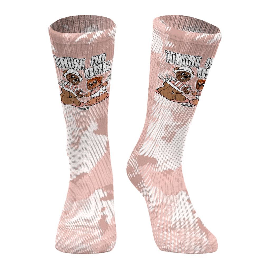 Sock To Match Low Legend Pink 11s - Trust No One Bear Halloween Abstract Halftone