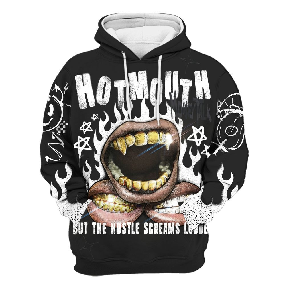 Hoodie To Match Black Cat 3s - Mouth Burning Street Style All Over Print