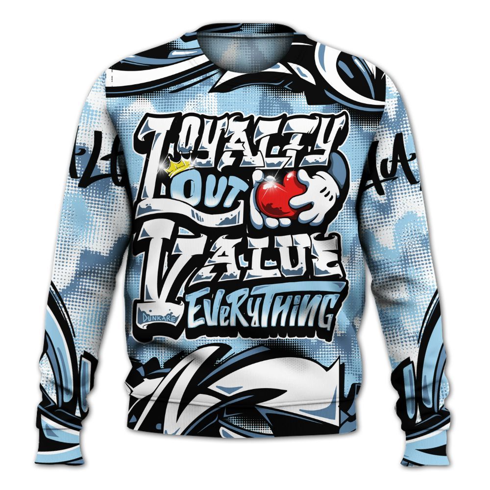 Sweatshirt To Match Legend Blue 11s - Loyalty Out Value Graffiti All Over Print