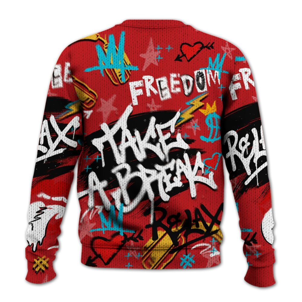 Knitted Sweater To Match Dunk Low Fruity Pebbles - Take Break Freedom Graffiti Streetwear