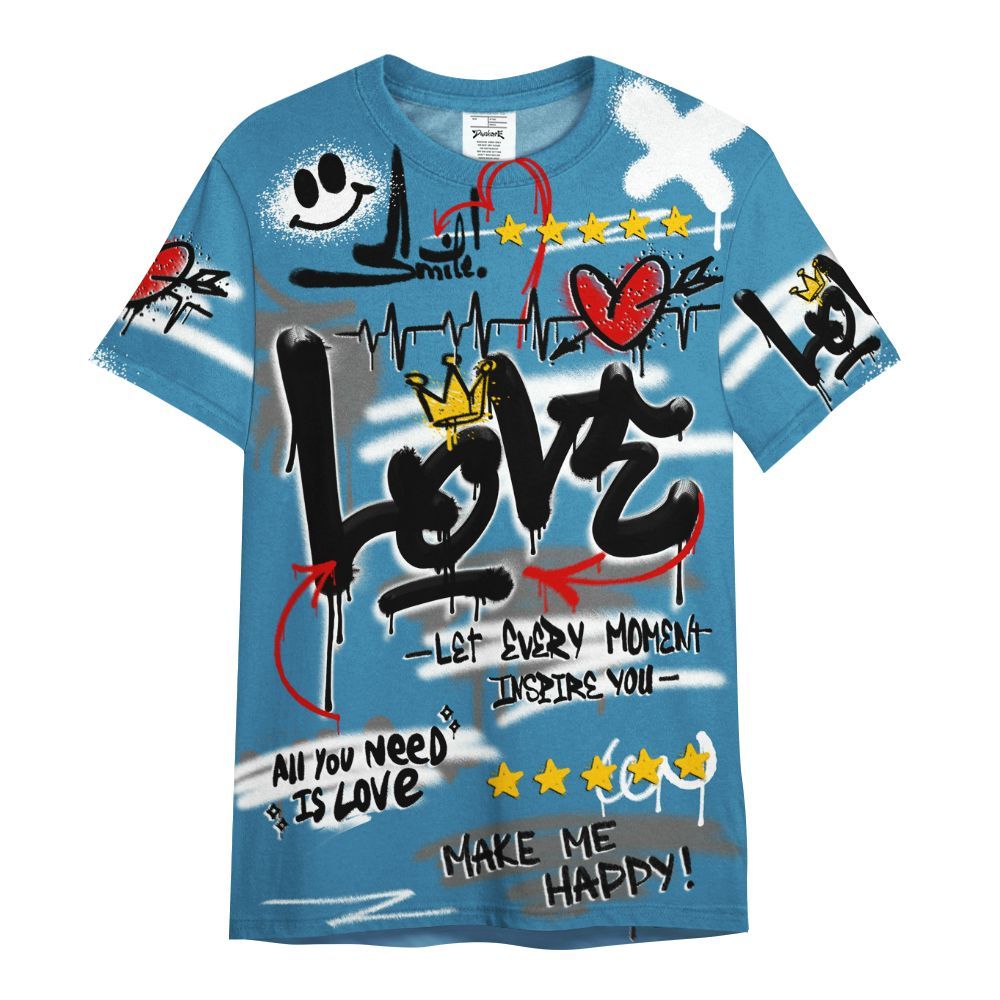 Shirt To Match High OG UNC Reimagined 1s - Happy Love Beats Graffiti Streetwear All Over Print