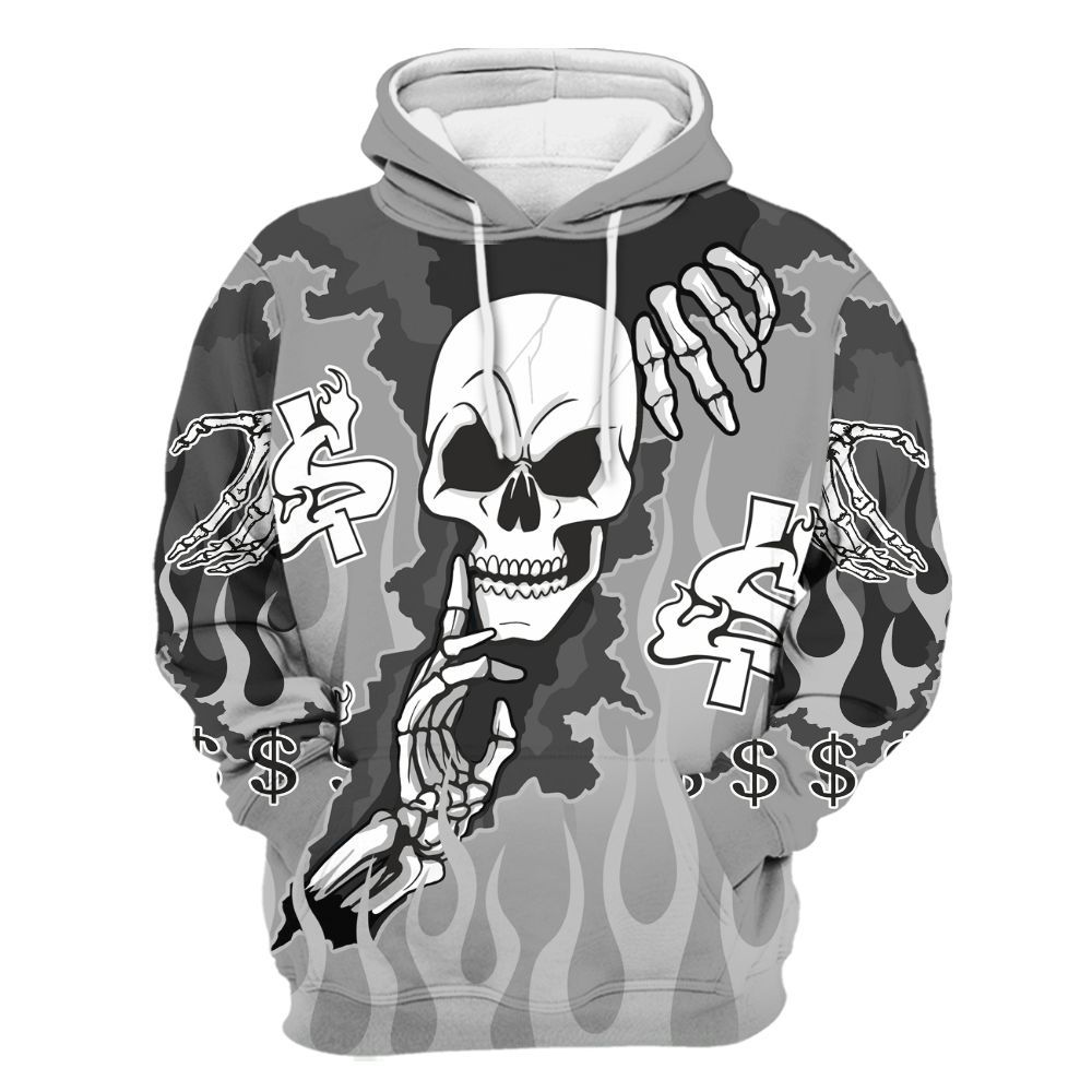 Hoodie To Match Black Wolf Grey 12s - Ones Move In Silence Graphic Trapped All Over Print