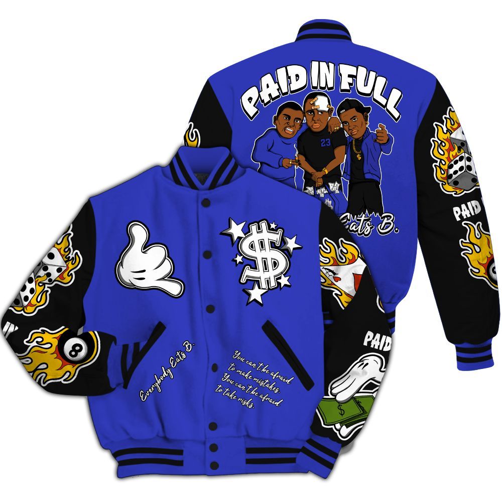 Varsity Jacket To Match Retro Black Concord 12s - Everybody Paid In Full Graphic All Over Print