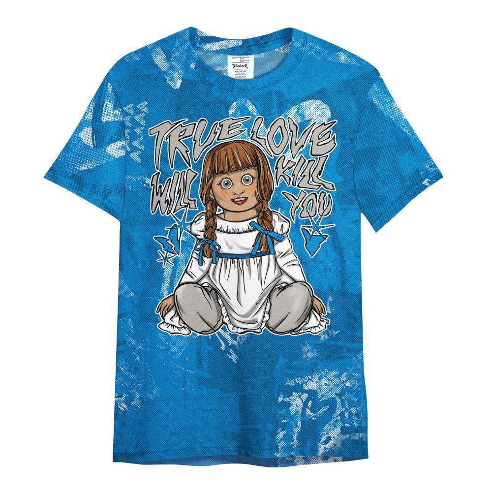 Shirt To Match Military Blue 4s - Genuine Loves Bear Heart Grunge All Over Print