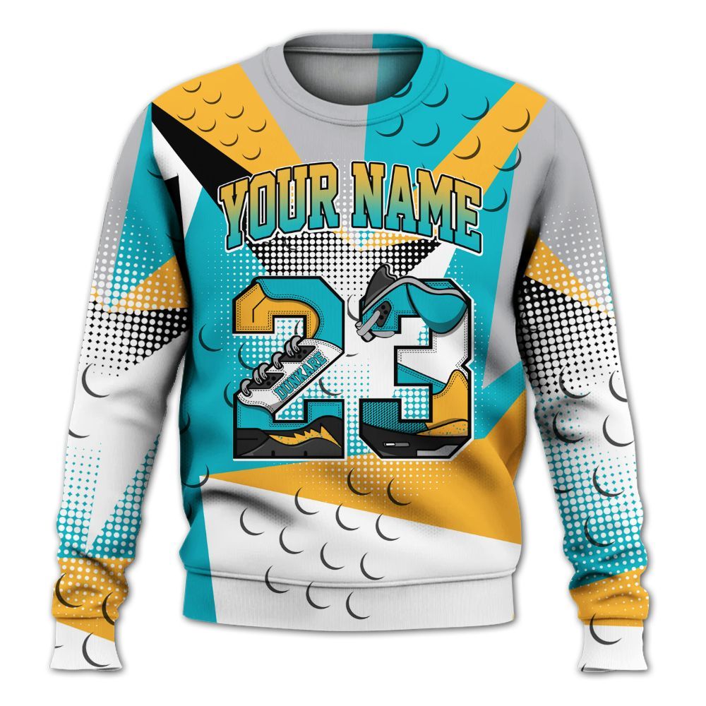Sweatshirt To Match Retro Aqua 5s - Poly Custom Name Number 23 5s All Over Print