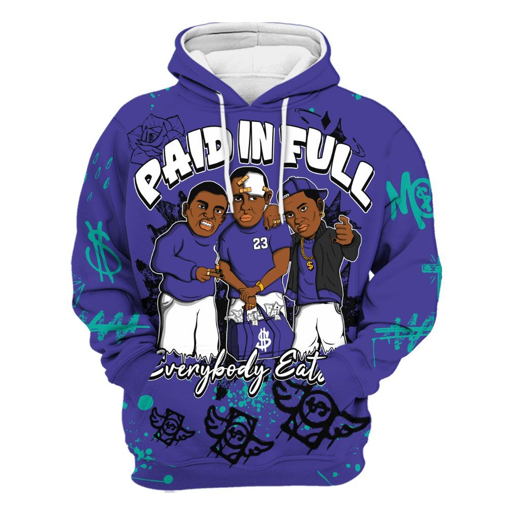 Hoodie To Match Retro Grape 5s - Paid In Full Crayon All Over Print