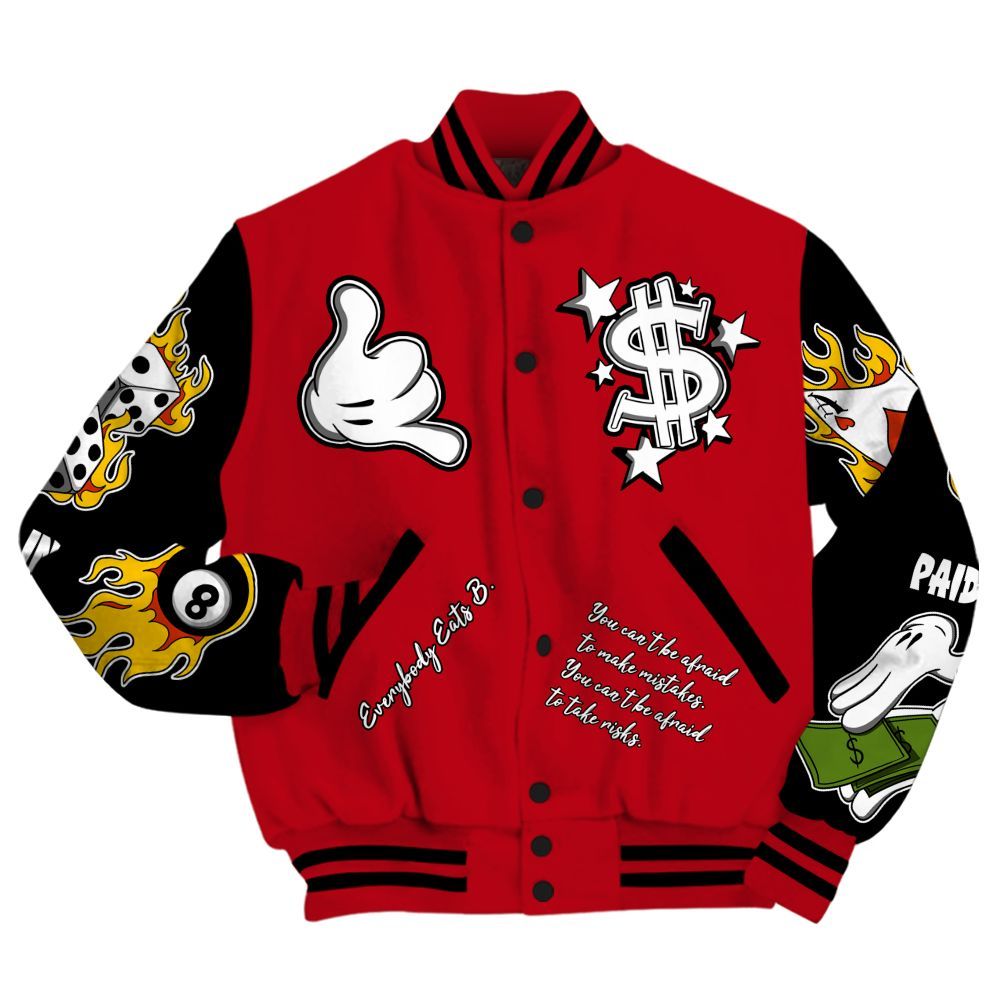Varsity Jacket To Match Bred Velvet 11s - Funny Everybody Paid In Full Graphic All Over Print