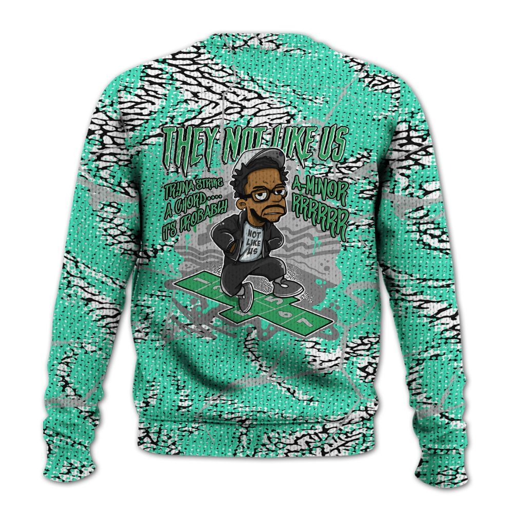 Knitted Sweater To Match Black Green Glow 3s - Hopscotch Dislike Us Graphic Crack