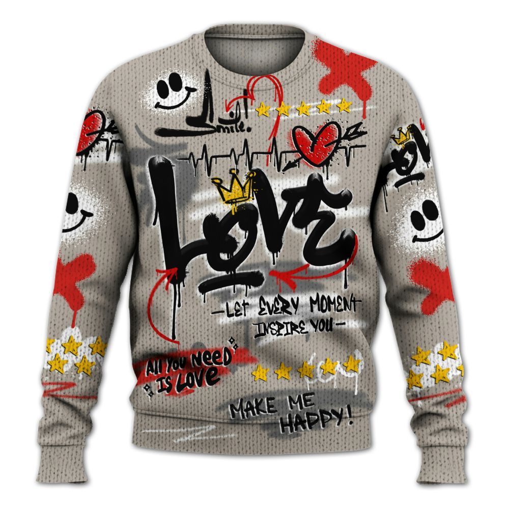 Knitted Sweater To Match Low OG Phantom 1s - Happy Love Beats Graffiti Streetwear